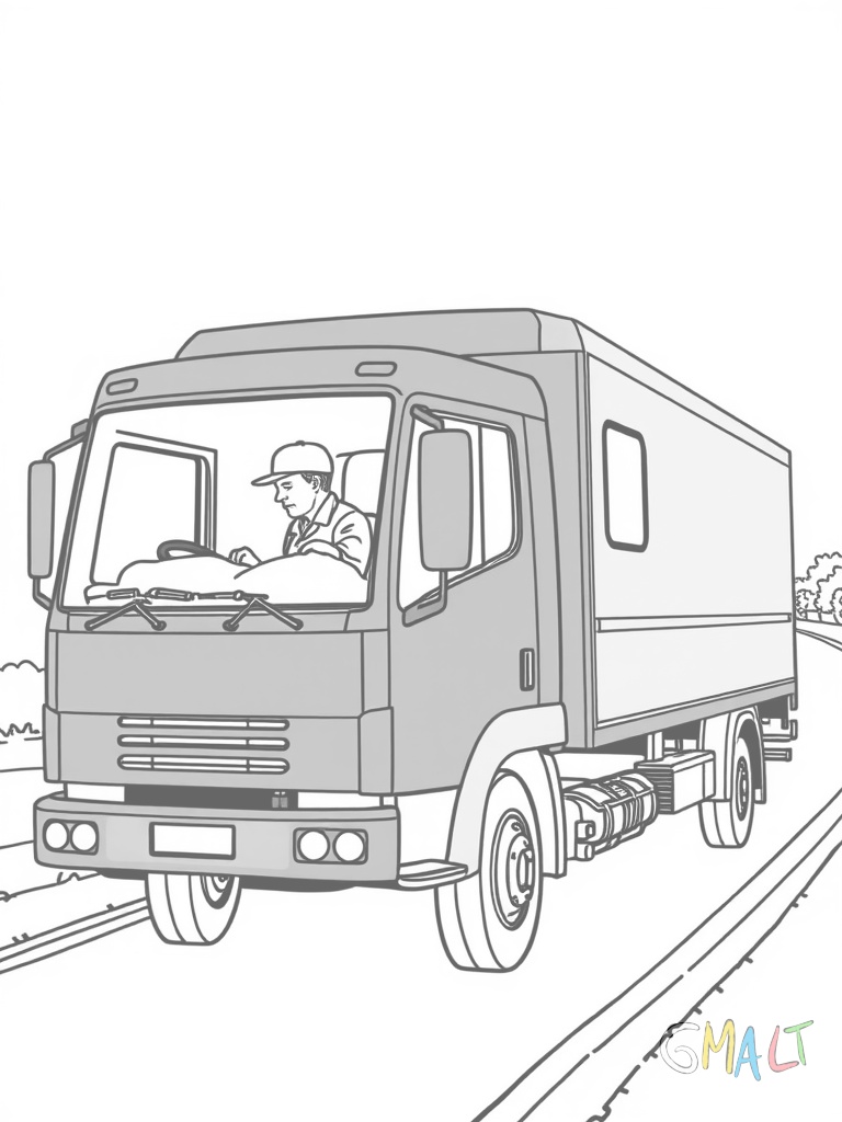 Ein orangefarbener Abschleppwagen fährt auf einer geraden Straße. Im Seitenspiegel ist der Fahrer zu erkennen. Auf der Ladefläche liegt verschiedenes Werkzeug.