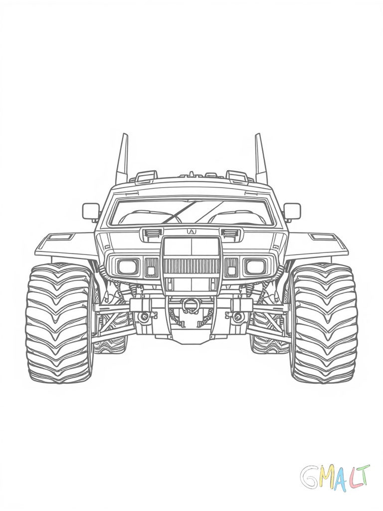 Das Tumbler-Batmobil mit seinen kantigen militärischen Formen steht in Dreiviertelansicht. Die massiven Reifen und die schräge Windschutzscheibe sind deutlich zu sehen. Die Türen sind geschlossen.