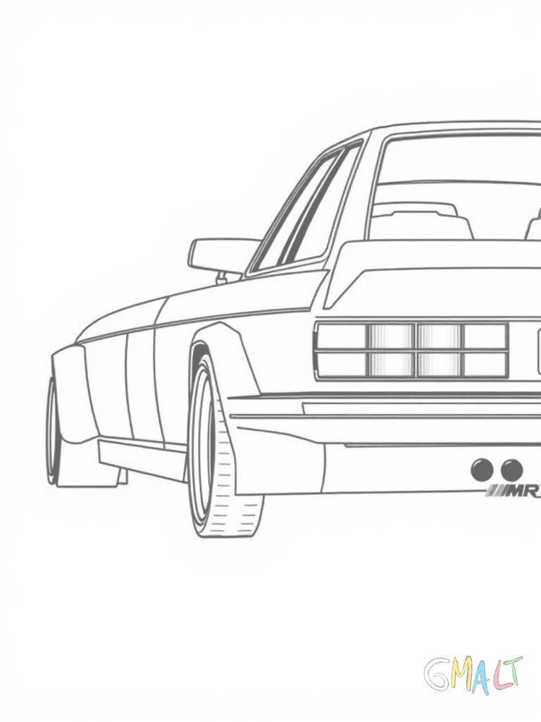 Ein BMW M3 E30 im Renndesign von schräg vorne. Die verbreiterten Kotflügel und der tiefe Frontspoiler sind deutlich zu sehen. Auf der Seite ist die Startnummer 25 zu erkennen.