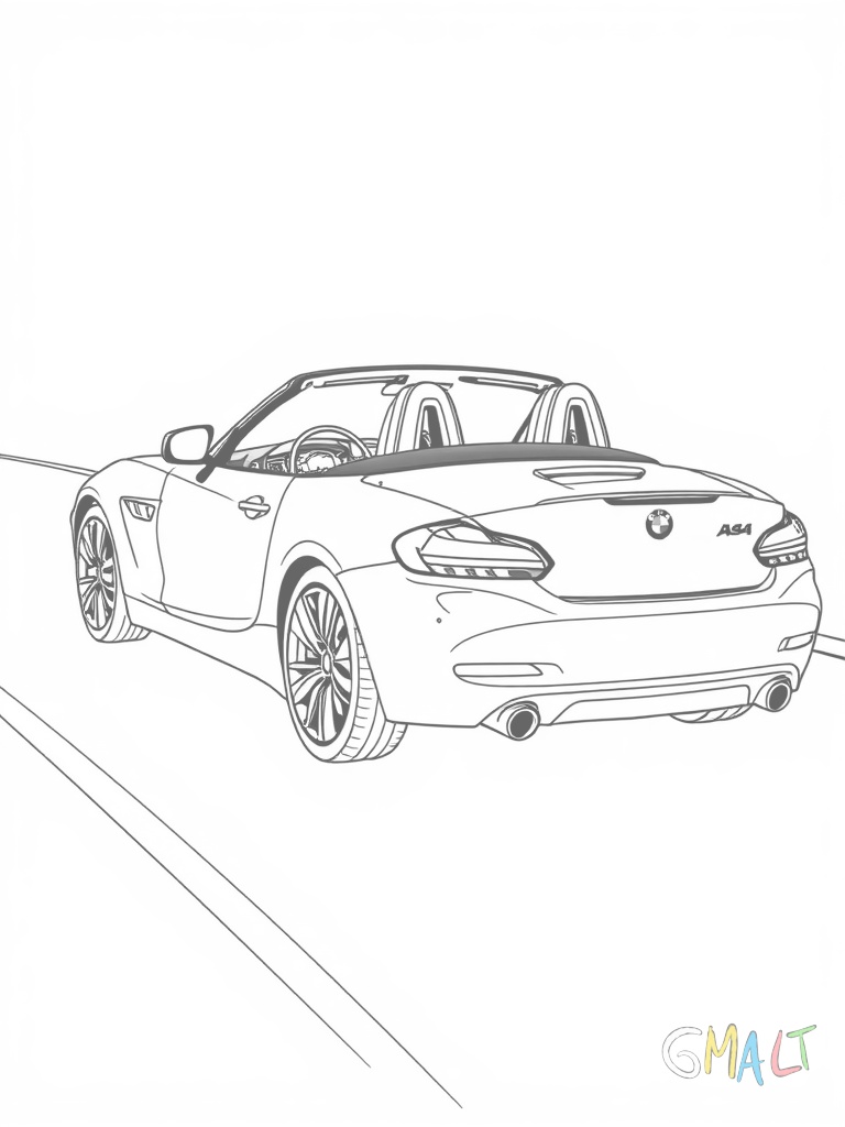 Ein BMW Z4 Roadster in Bewegung nach rechts. Die lange Motorhaube und das zurückgesetzte Cockpit sind charakteristisch. Der Fahrtwind weht eine Fahne am Heck.