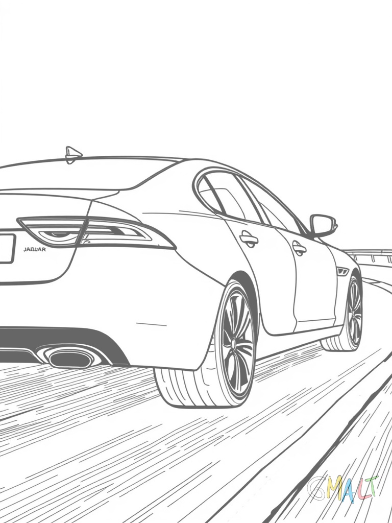Ein Jaguar XE Sportlimousine auf einer kurvigen Straße in Bewegungsrichtung nach rechts. Die aerodynamische Form mit fließender Dachlinie ist erkennbar. Die LED-Rückleuchten leuchten.
