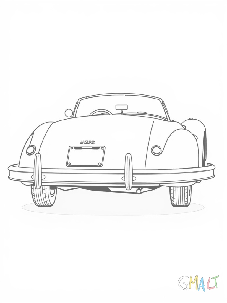 Ein historischer Jaguar XK120 Roadster ohne Dach in Seitenansicht. Die geschwungenen Kotflügel verlaufen über die gesamte Fahrzeuglänge. Das zweisitzige Cockpit ist offen und die Speichenräder sind gut sichtbar.