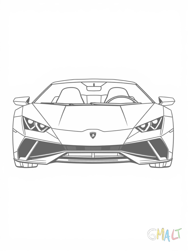 Ein Lamborghini Asterion Hybrid-Sportwagen in Frontansicht. Die eleganten Linien und schmalen Scheinwerfer sind deutlich zu sehen.