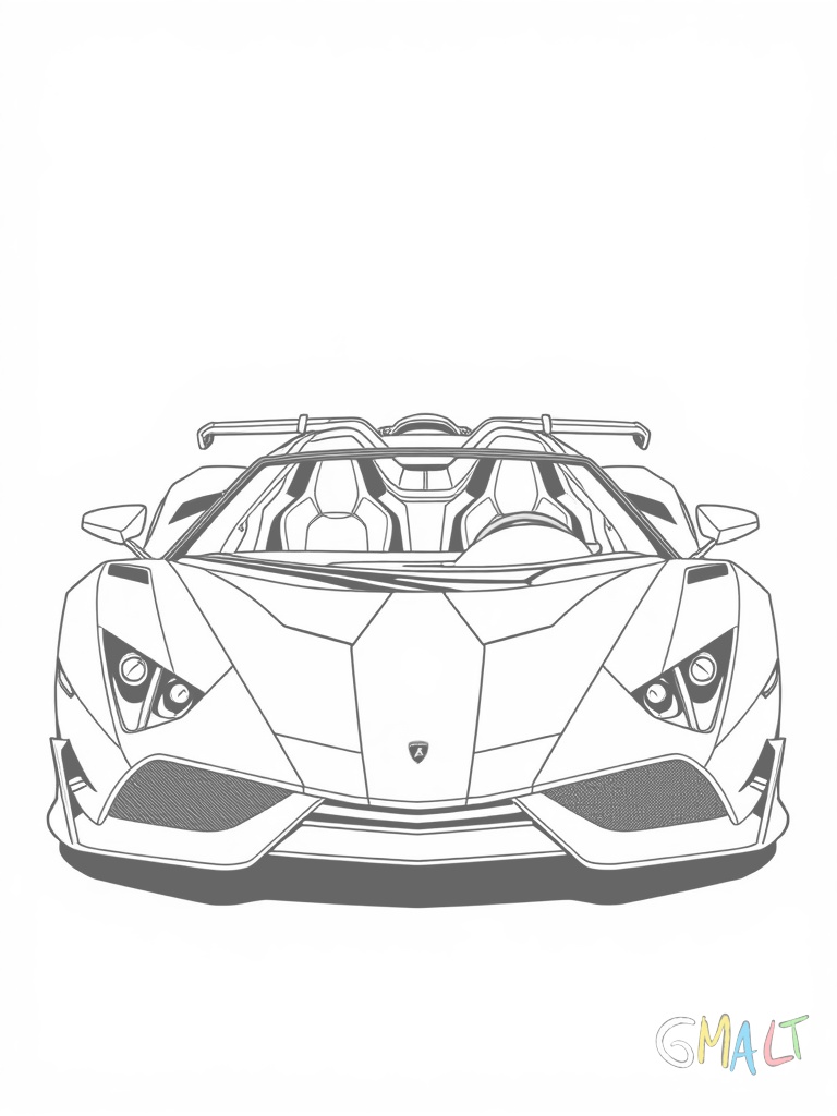 Ein Lamborghini Egoista mit seiner einsitzigen Cockpit-Kanzel in Dreiviertelansicht von vorne. Die Jet-ähnliche Form ist gut erkennbar.