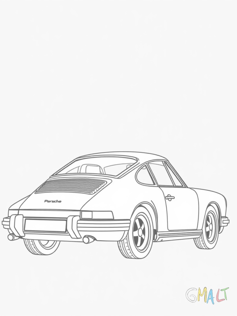 Ein roter Porsche 911 von der Seite. Das klassische Sportauto steht auf einer geraden Linie. Die charakteristische Form mit der abfallenden Motorhaube und dem markanten Heckspoiler ist gut zu erkennen.