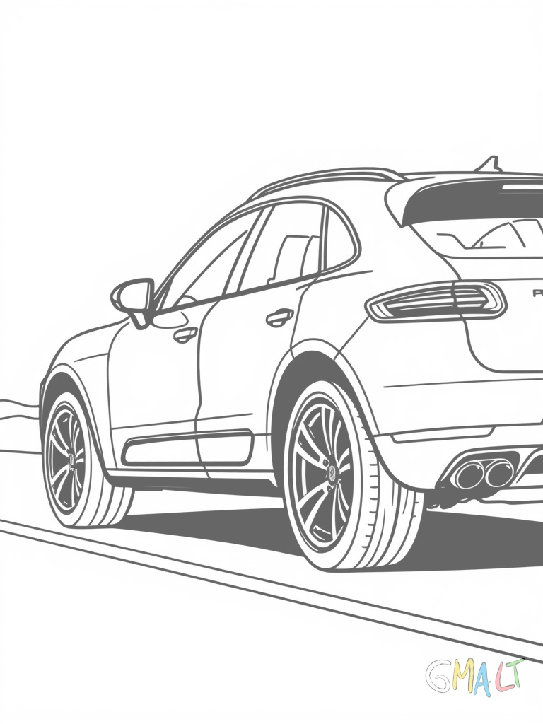 Ein Porsche Macan auf einer leicht geschwungenen Straße. Das kompakte SUV wird von schräg hinten gezeigt. Die typische Heckleuchtenleiste und das Porsche Logo sind gut erkennbar.