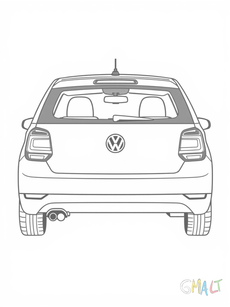 Ein VW Polo von schräg hinten. Der kompakte Kleinwagen zeigt seine moderne Heckpartie mit den charakteristischen Rückleuchten und dem VW-Emblem.
