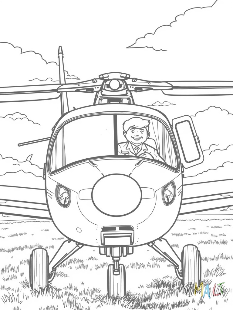 Ein Doppeldecker mit zwei übereinander angeordneten Tragflächen steht auf einer Wiese. Ein lächelnder Pilot winkt aus dem offenen Cockpit.