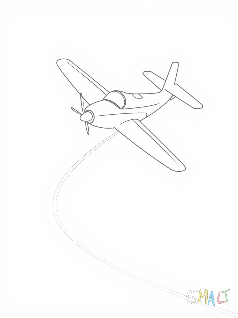 Ein kleines Sportflugzeug fliegt eine Schleife. Die Flugbahn ist durch eine gestrichelte Linie angedeutet.