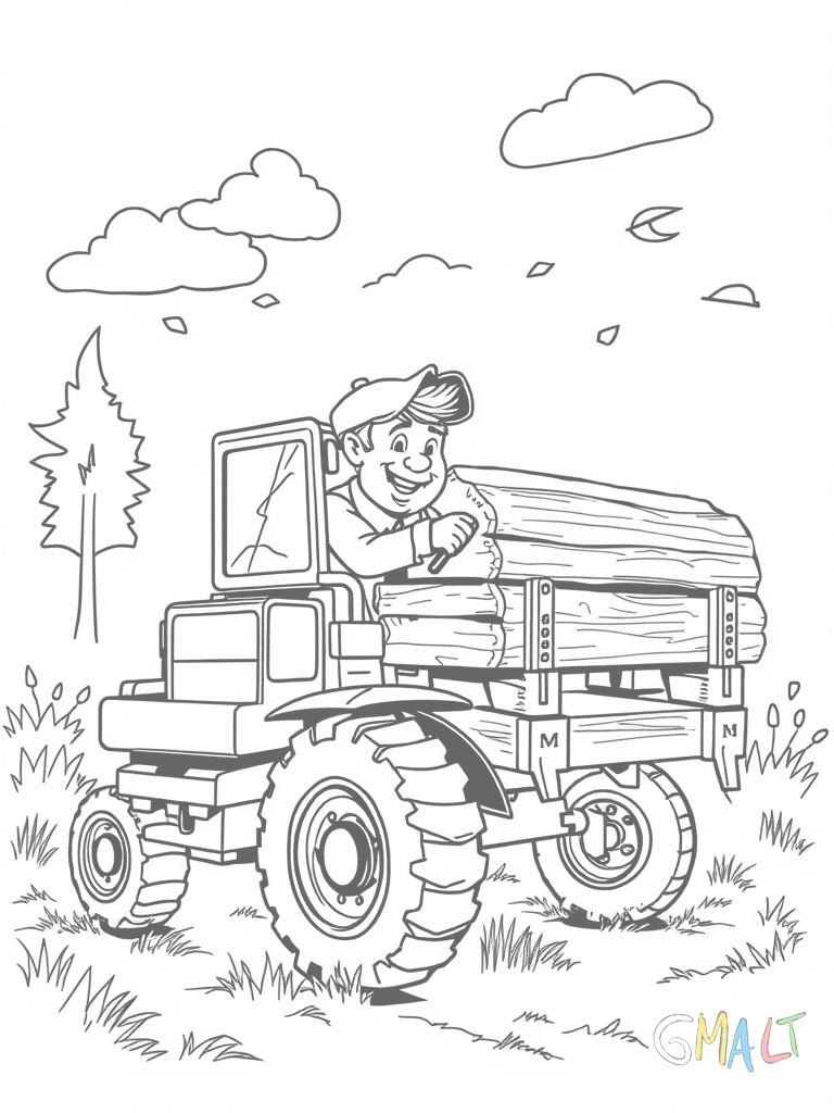 Ein Gabelstapler hebt eine große Holzkiste an. Der Stapler wird von der Seite gezeigt und der freundlich lächelnde Fahrer ist gut sichtbar. Die Gabeln sind nach oben ausgerichtet und die Kiste schwebt bereits in der Luft.