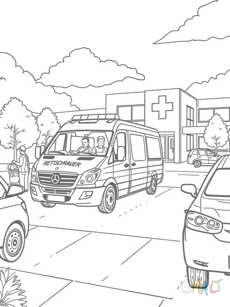 Ein Rettungshubschrauber steht auf dem Krankenhaus-Landeplatz. Sanitäter schieben eine Trage zum Eingang.