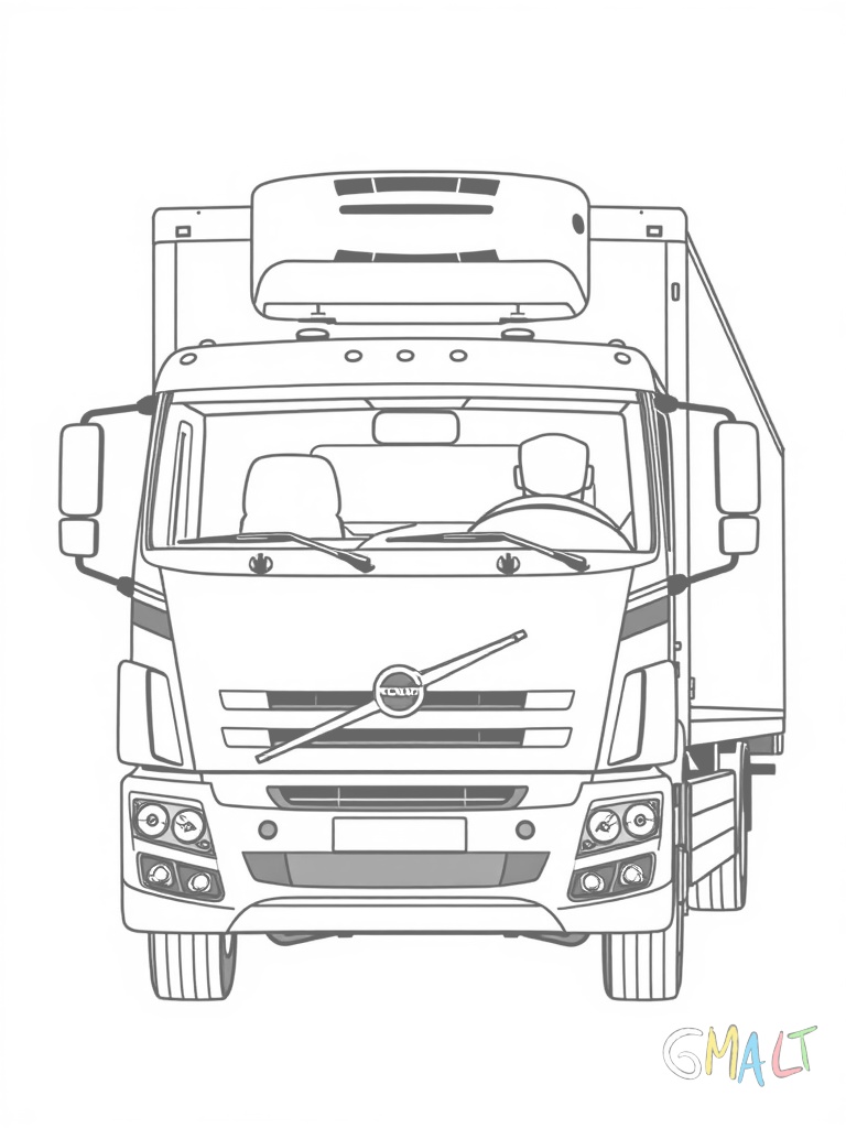 Ein weißer Volvo Kühl-LKW in Dreiviertelansicht von hinten. Die große Kühleinheit ist auf dem Auflieger montiert. Die Hecktüren sind geschlossen und die Rückleuchten gut erkennbar. Das Führerhaus ist leicht zur Seite gedreht.