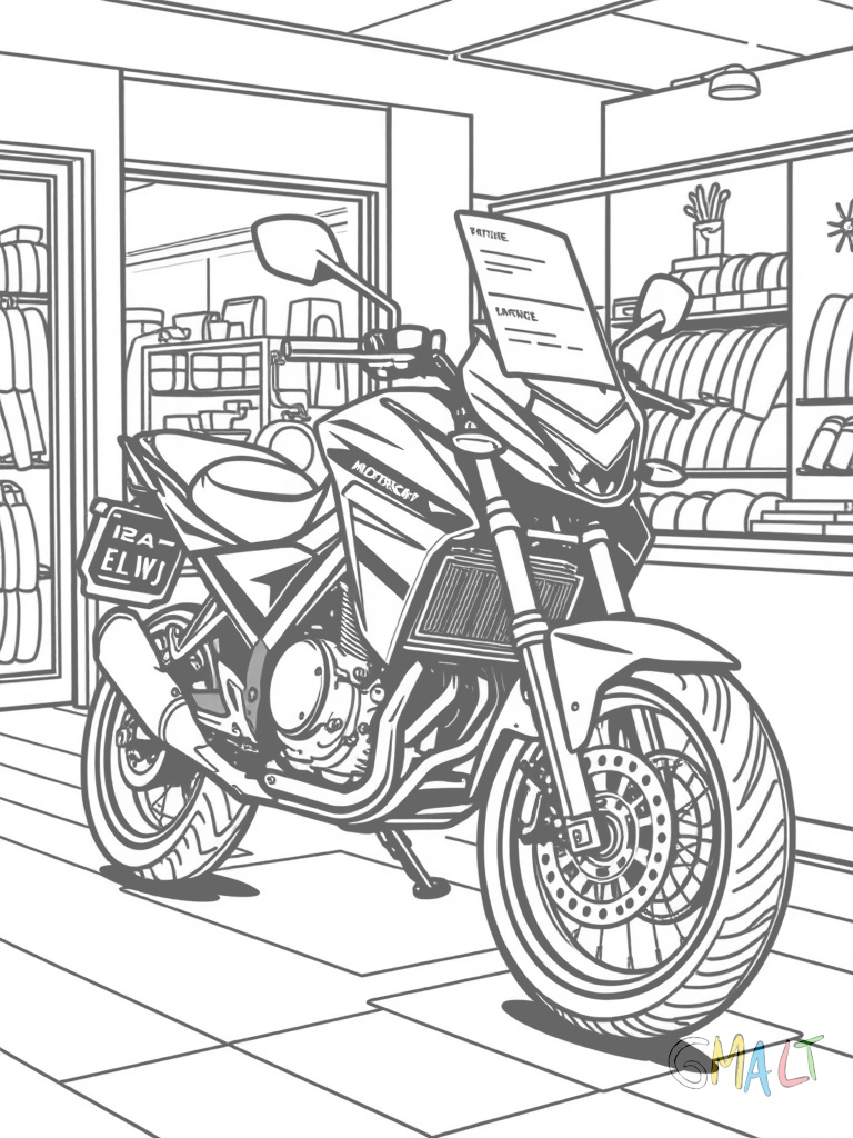 Ein Motorrad steht im Showroom eines Händlers auf einem kleinen Podest. Ein Preisschild ist daneben aufgestellt.
