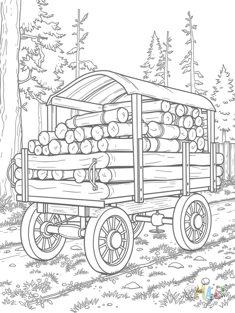 Ein traditioneller Transportschlitten beladen mit Holzscheiten. Der robuste Arbeitsschlitten hat breite Holzkufen und eine große Ladefläche mit erhöhten Seitenwänden.