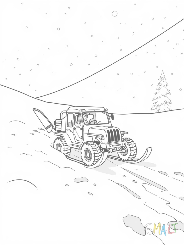 Ein kleiner Schlitten mit Metallkufen und Zugseil liegt quer im tiefen Schnee. Am Seil ist eine rote Holzschlaufe zum Ziehen befestigt.