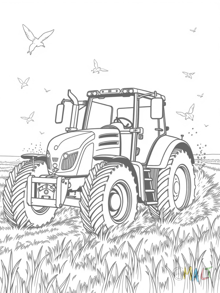 Ein Fendt Traktor spritzt durch eine tiefe Pfütze. Wassertropfen fliegen um die großen Reifen herum.