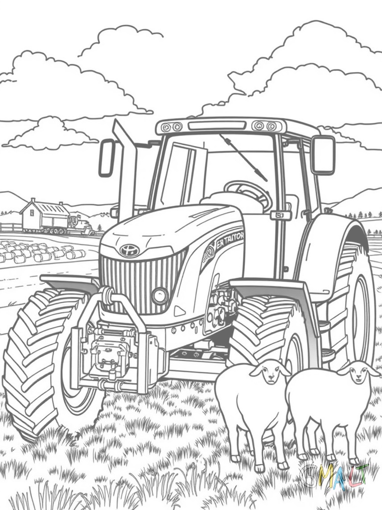Ein Traktor säht mit einer Sämaschine neue Samen auf dem Feld aus