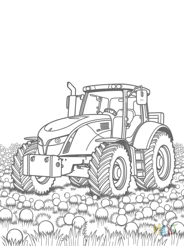 Ein Traktor sammelt Strohballen mit einer Ballenzange am Frontlader