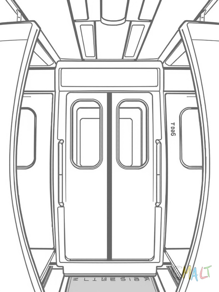 Die Seitenansicht einer U-Bahn mit vier Waggons. Jeder Waggon hat jeweils zwei Türen und drei Fenster. Auf der Seite ist die Liniennummer aufgemalt.