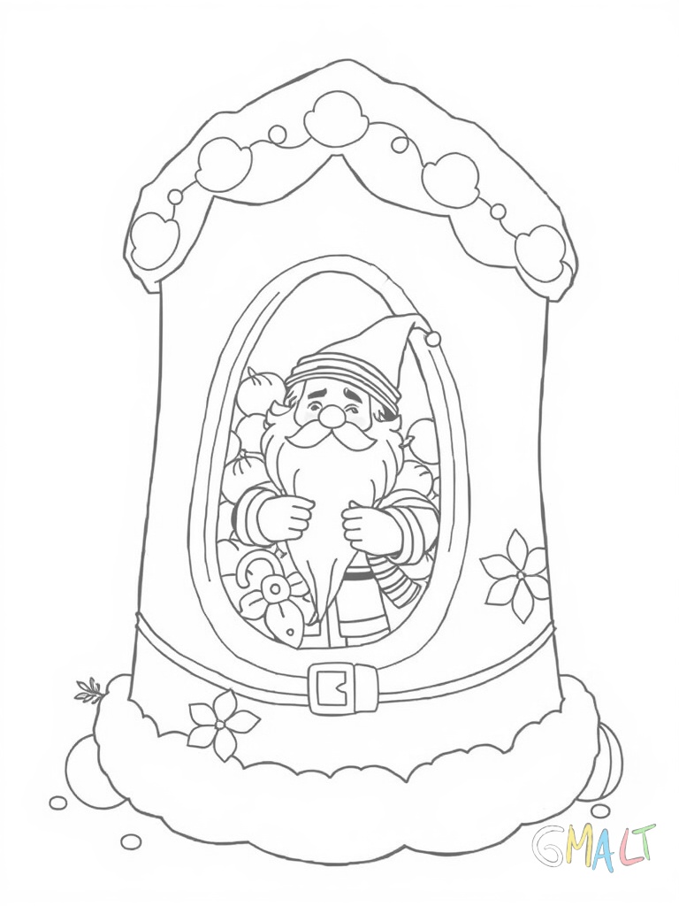 Ein großer roter Nikolausstiefel gefüllt mit Mandarinen Nüssen und Süßigkeiten. Aus der Stiefelöffnung schaut ein Lebkuchenmann und ein Schokoladennikolaus heraus. Der Stiefel ist mit einer goldenen Schnalle verziert.