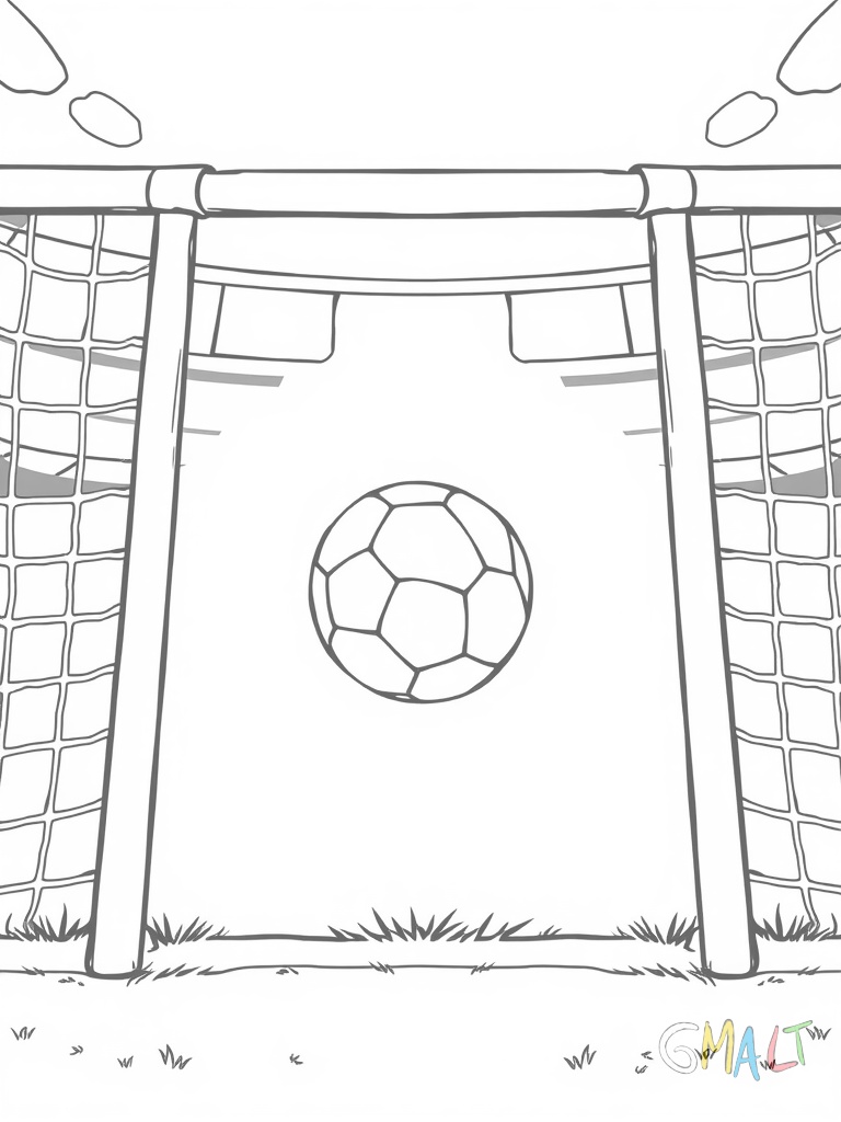 Ein Football fliegt in hohem Bogen durch die aufgestellten Torstangen (Goal Posts). Die Torstangen sind von vorne zu sehen mit ihrer charakteristischen Y-Form. Der Ball ist genau in der Mitte der Stangen.