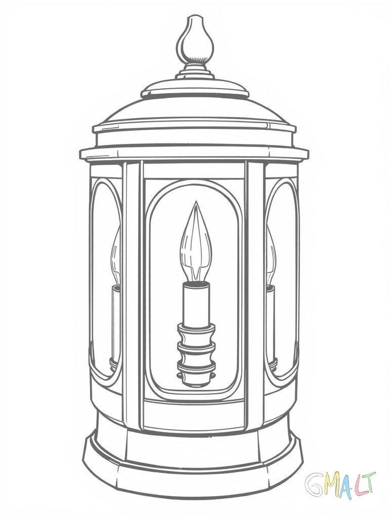 Eine historische Ampel mit verziertem Metallgehäuse und klassischem Design. Die drei Leuchten sind in einem schmalen länglichen Gehäuse untergebracht.