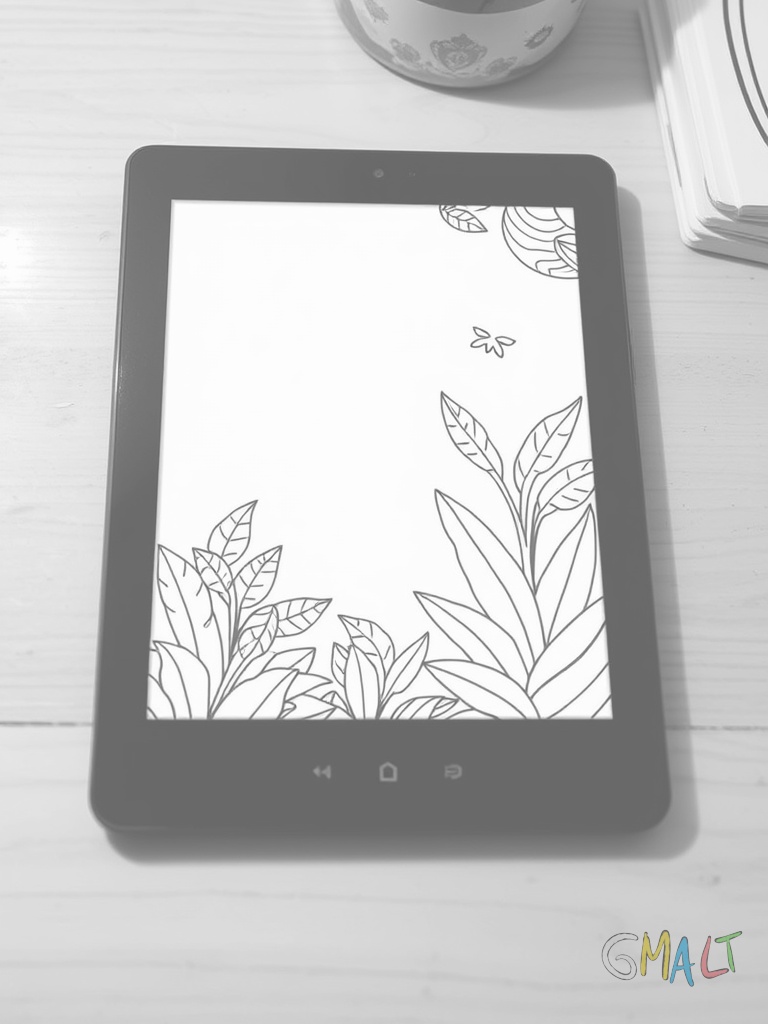Ein modernes E-Book-Reader liegt flach auf dem Tisch. Der Bildschirm nimmt fast die gesamte Vorderseite ein.