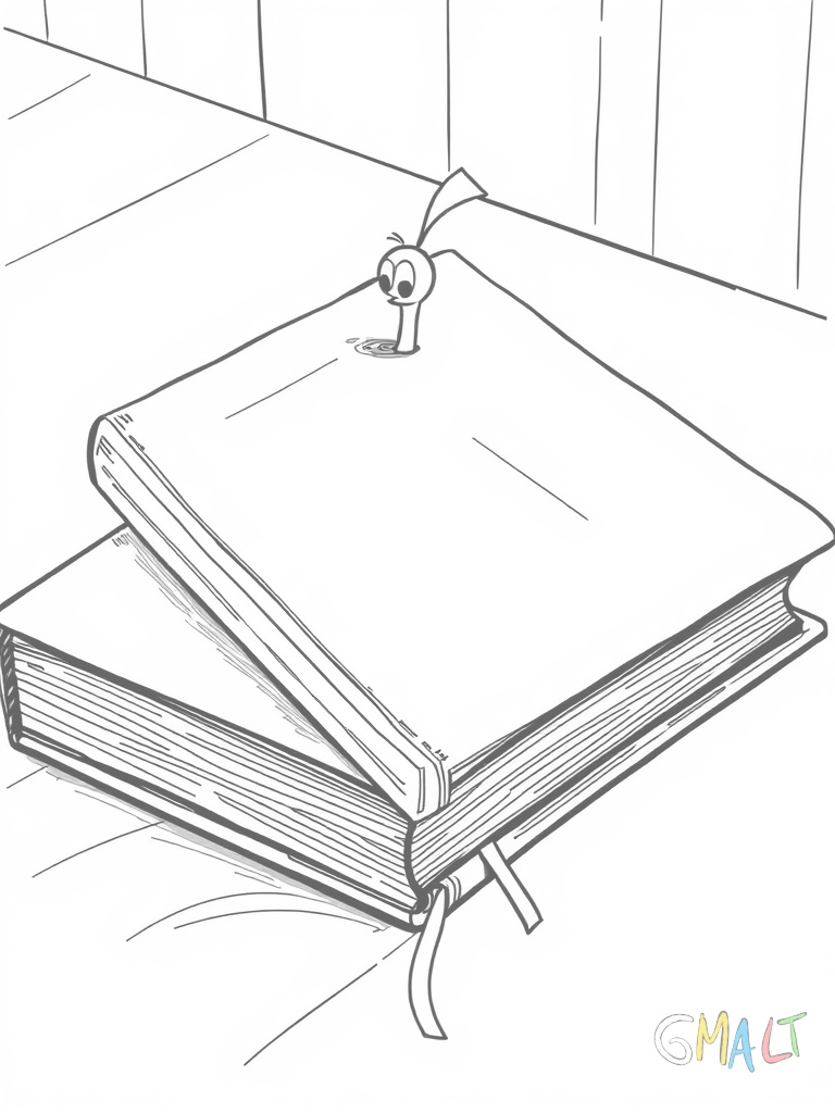 Ein großes aufgeschlagenes Hardcover-Buch liegt auf einem Tisch. Die Seiten sind leer und leicht gewellt. Ein Lesezeichen mit einer Quaste schaut oben heraus.
