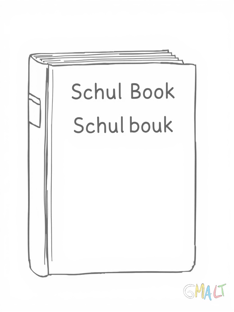 Ein einzelnes dickes Schulbuch steht aufrecht. Der Buchrücken zeigt nach vorne und hat eine einfache Beschriftung.