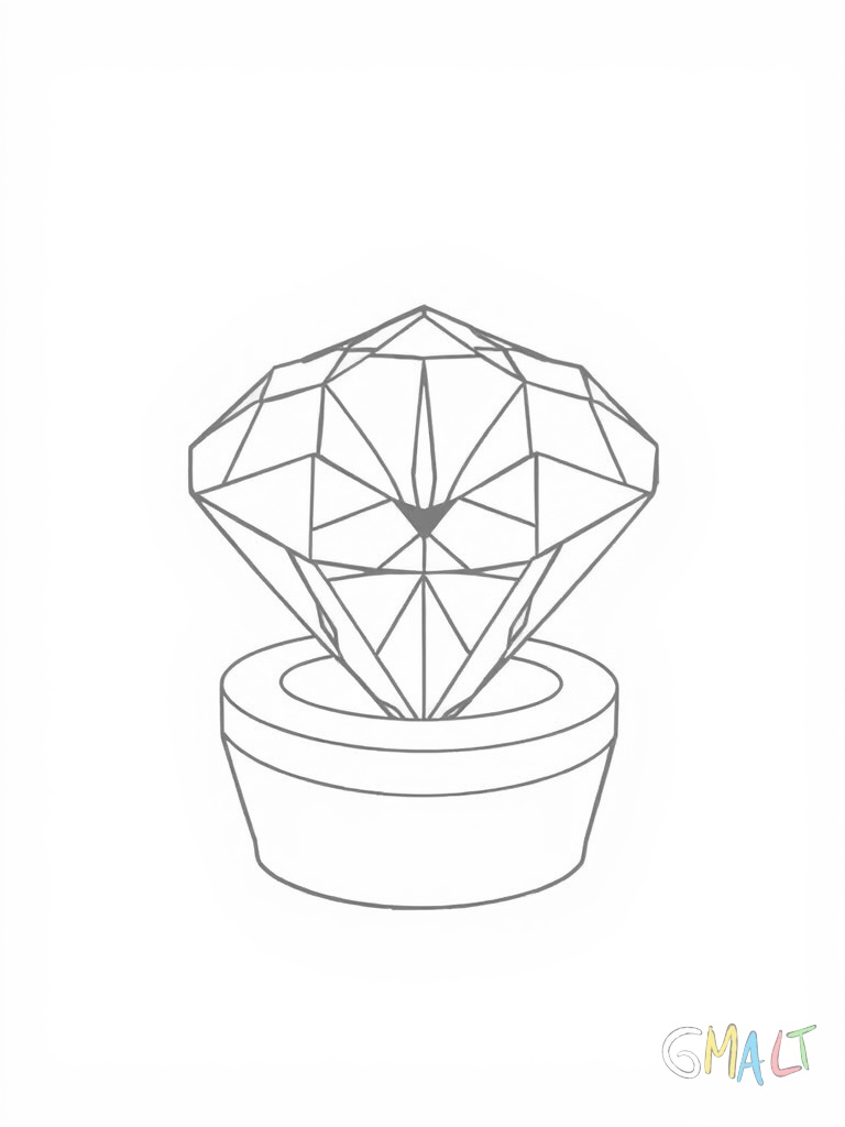 Ein Diamant in Kissenform liegt auf einem einfachen Podest. Die abgerundeten Ecken sind deutlich zu erkennen.