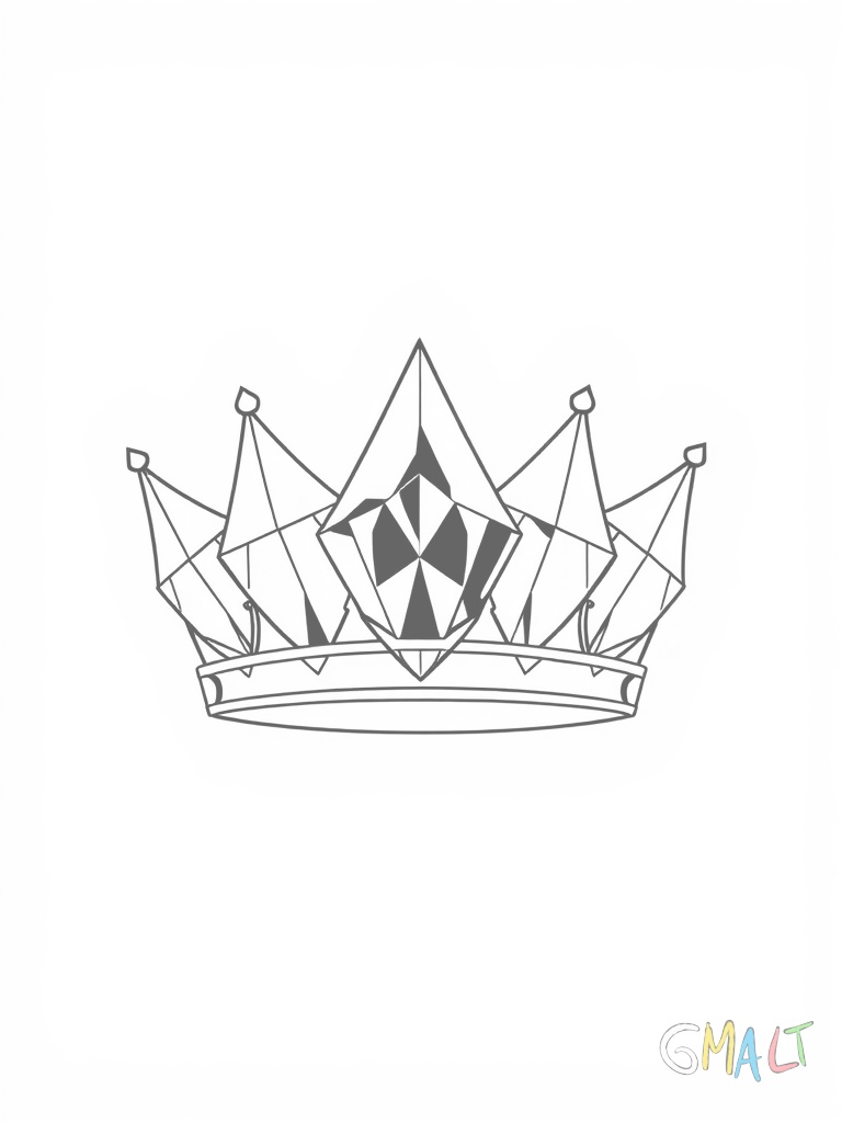Eine Krone aus fünf spitzen Diamanten wobei der mittlere Stein größer ist als die anderen vier.