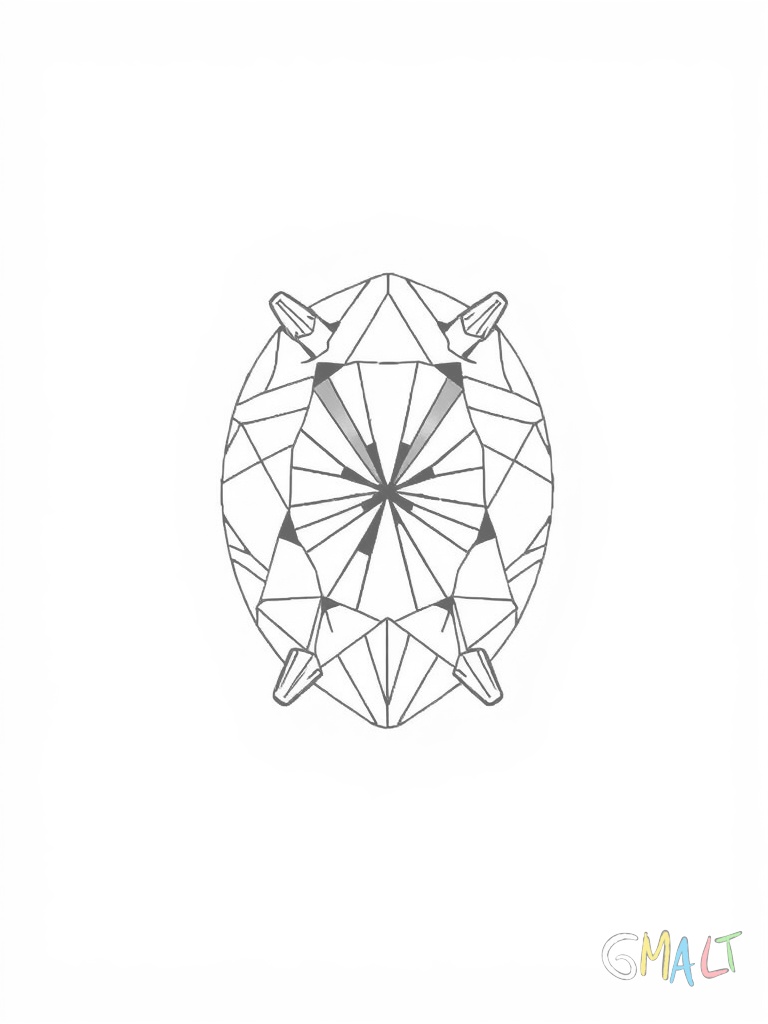 Ein ovaler Diamant schwebt über einer einfachen Fassung mit sechs Krappen die nach oben greifen.
