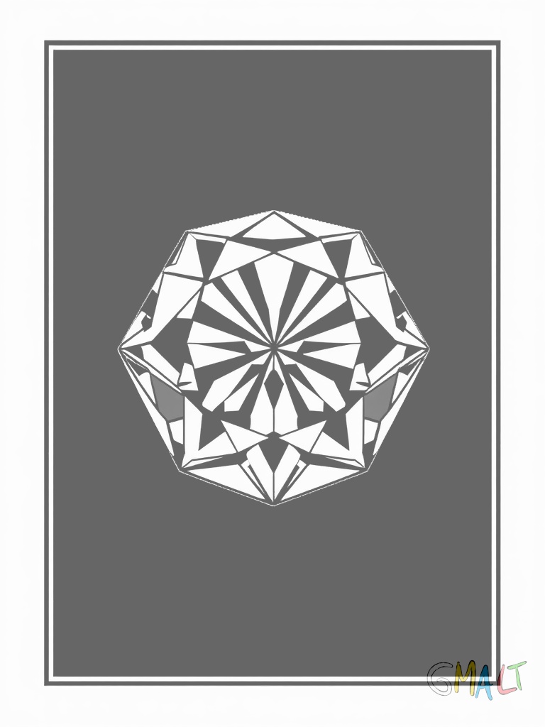 Ein großer achteckiger Diamant im Smaragdschliff wird von einer schlichten quadratischen Umrandung eingerahmt.