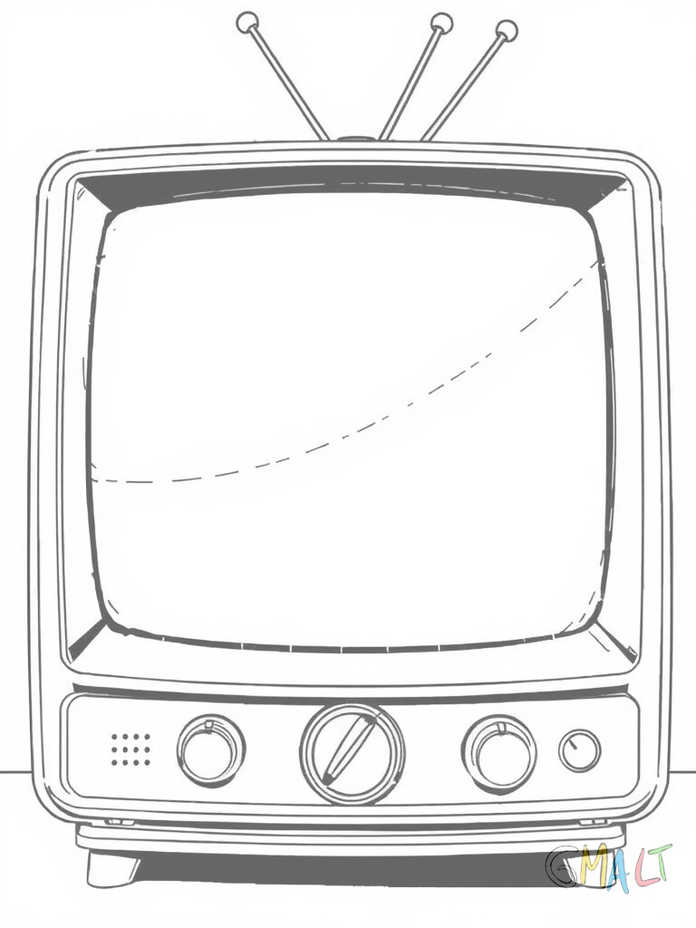 Ein alter Röhrenfernseher mit zwei Antennen auf der Oberseite. Der Bildschirm ist ausgeschaltet und spiegelt leicht. Vorne sind große Drehknöpfe für Lautstärke und Programme zu sehen.
