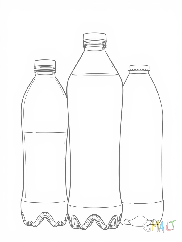 Drei unterschiedlich hohe Wasserflaschen aus Plastik stehen nebeneinander aufgereiht. Die mittlere Flasche ist am größten. Alle haben einen Schraubverschluss und sportliche Trinköffnungen.