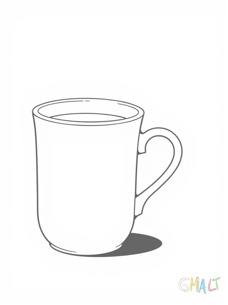 Eine Teetasse steht auf einem passenden Unterteller. Der geschwungene Henkel zeigt nach rechts. Die Tasse ist schlicht ohne Muster gestaltet.
