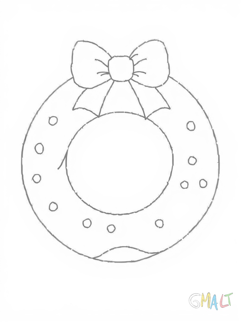 Ein rundes Geschenk das wie ein Donut geformt ist. Eine große Schleife sitzt oben auf der Mitte des Rings.