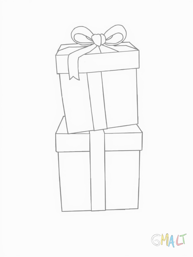 Zwei identische quadratische Geschenkboxen die versetzt übereinander liegen. Die obere Box ist leicht nach rechts verschoben. Beide haben kleine Schleifen.
