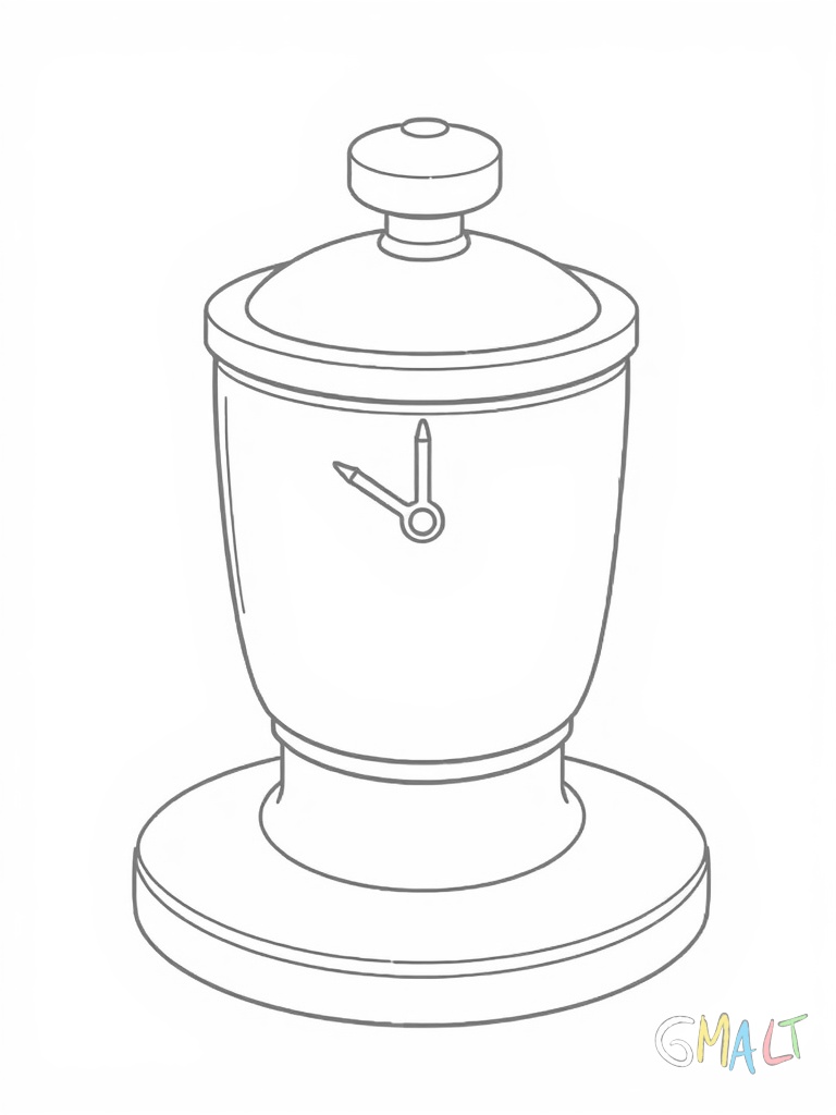 Eine große Tischglocke steht auf einer runden Platte. Der Druckknopf oben ist deutlich zu erkennen. Die Glocke hat eine glatte glänzende Oberfläche ohne Verzierungen.