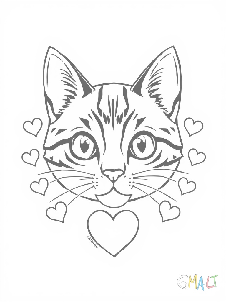 Eine transparente Handyhülle mit einem niedlichen Katzenkopf in der Mitte. Die Katze hat große runde Augen spitze Ohren und einen kleinen Stupsnase. Um den Katzenkopf herum schweben kleine Herzchen.