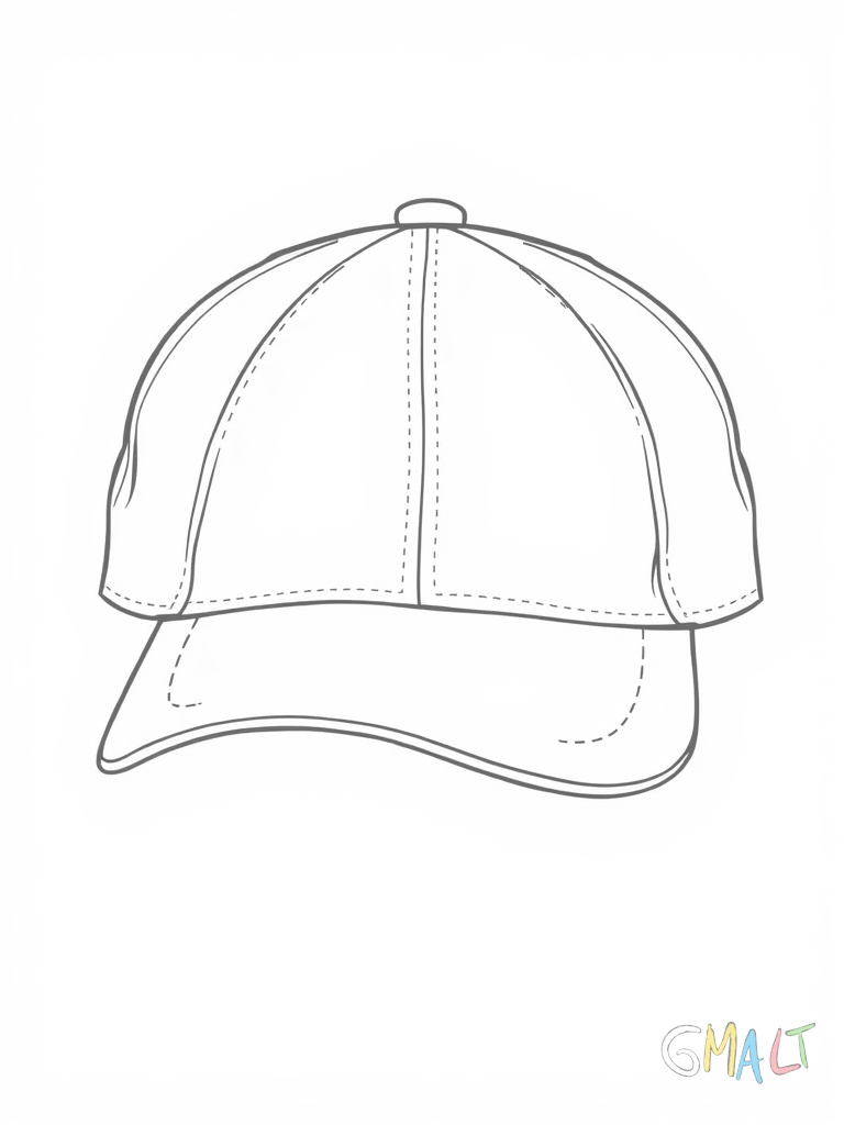 Ein Baseballcap liegt mit dem Schirm nach vorne. Das Cap hat einen runden Kopfteil und einen geraden Schirm. Hinten ist der Klettverschluss sichtbar.