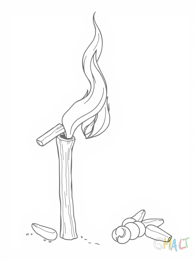 Eine geschwungene Wachskerze biegt sich wie ein Bogen. Die Flamme steht gerade nach oben während der Kerzenkörper eine elegante Kurve beschreibt. Wachstropfen laufen an einer Seite herunter.