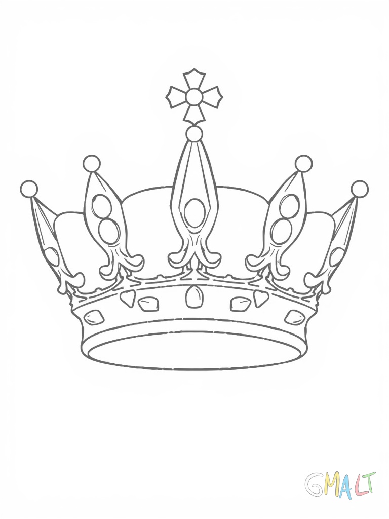 Eine zierliche Prinzessinnenkrone mit wellenförmigem Rand und kleinen Perlen auf den Spitzen. Die Krone hat einen schmalen geschwungenen Reif als Basis.