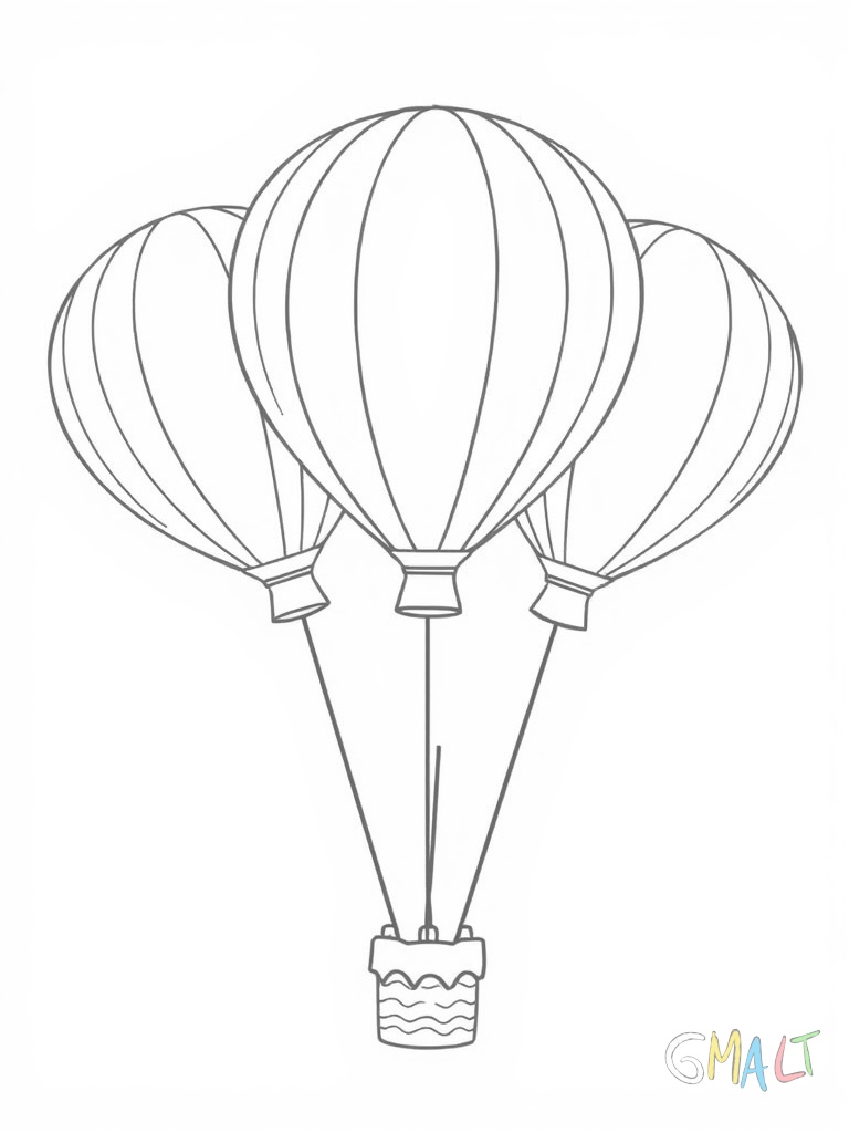 Drei bunte Luftballons sind zu einer kleinen Girlande verbunden. Die Ballons haben unterschiedliche Größen und sind mit Schleifen geschmückt.
