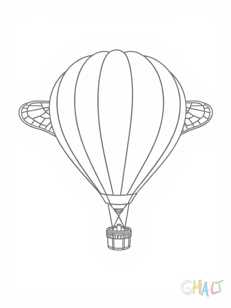 Ein Luftballon in Form eines Schmetterlings mit ausgebreiteten Flügeln und Fühlern.