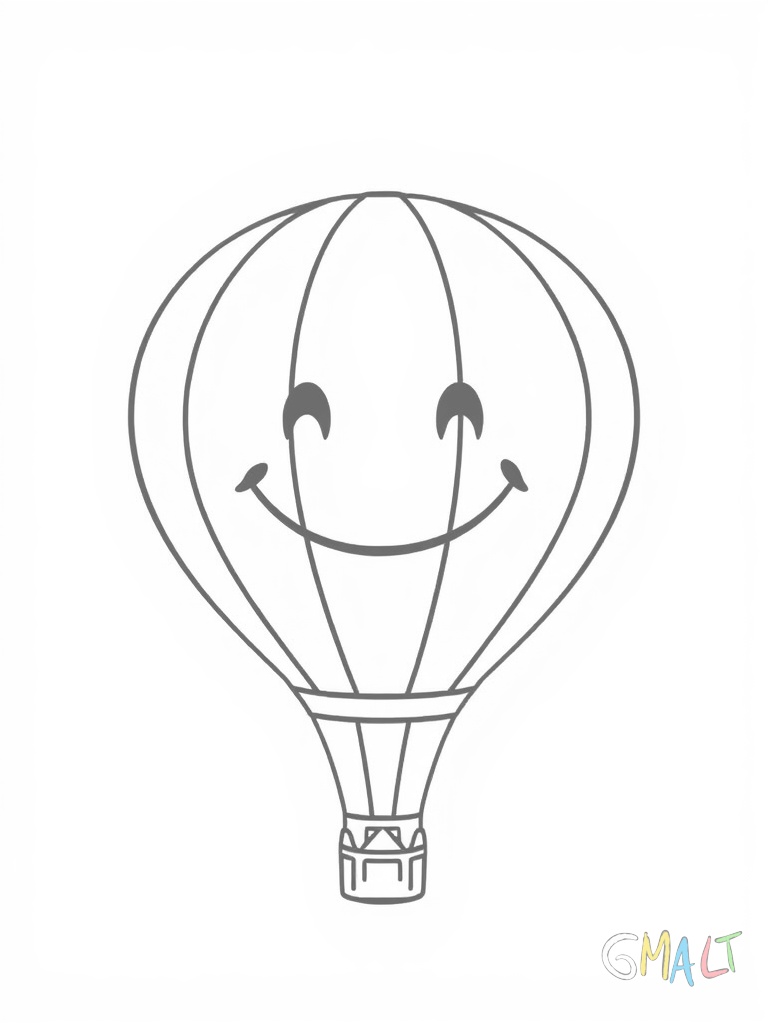 Ein einzelner Smiley-Luftballon mit aufgemaltem lächelndem Gesicht schwebt in der Bildmitte.