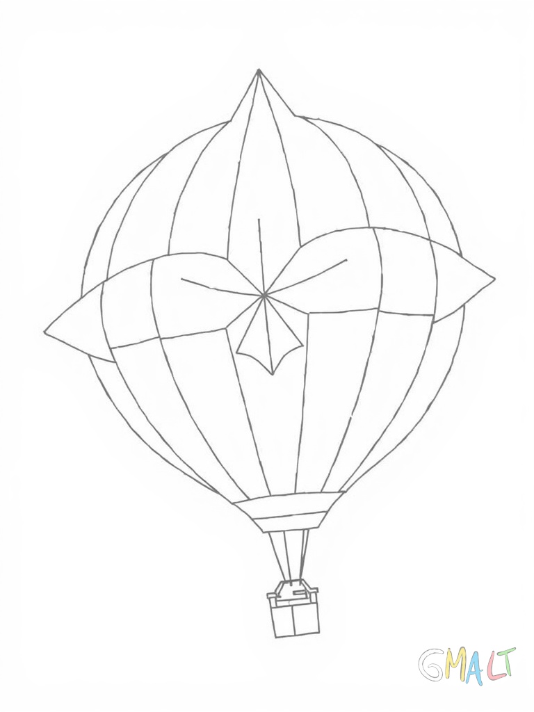 Ein großer Stern-Luftballon mit fünf spitzen Zacken schwebt diagonal im Bild.