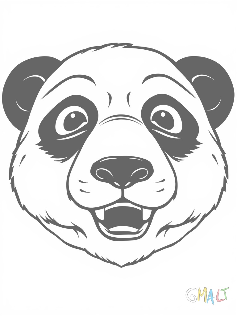 Eine niedliche Tiermaske in Form eines Pandas mit runden schwarzen Ohren. Die Maske hat große schwarze Augenringe und eine kleine schwarze Nase.