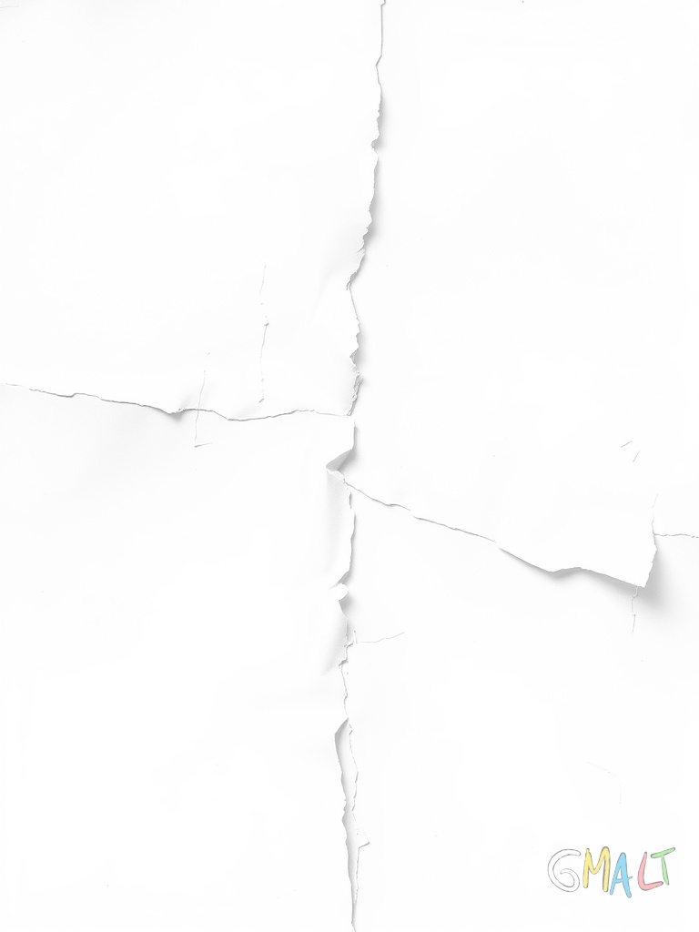 Ein zerknülltes Blatt Papier mit deutlich sichtbaren Knickfalten liegt in der Bildmitte. Die Ecken des Papiers stehen in verschiedene Richtungen ab und erzeugen eine interessante Form. Das Papier füllt etwa die Hälfte des Bildes aus.