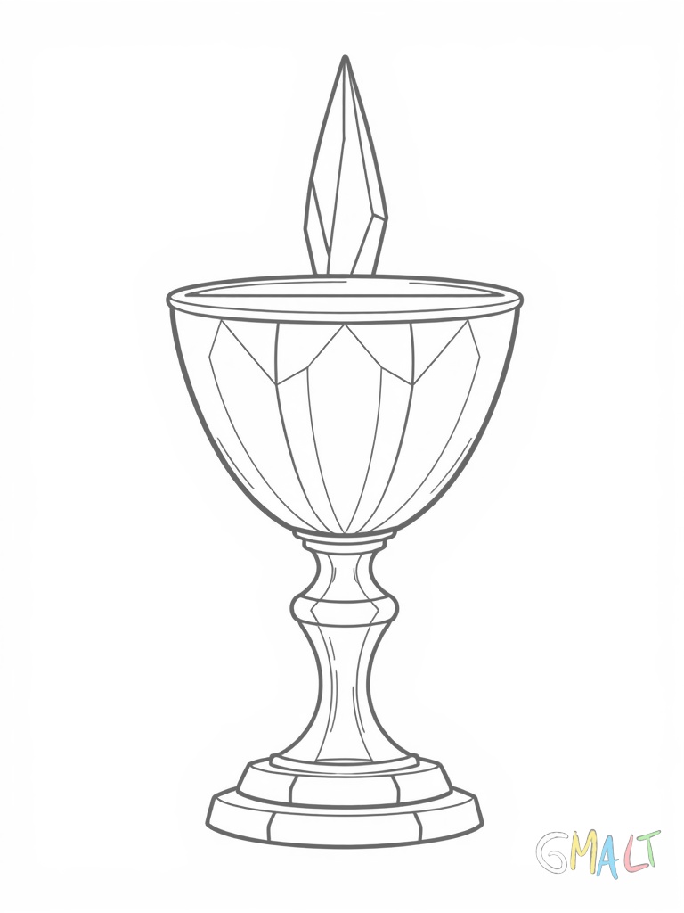 Ein hoher schlanker Kristallpokal mit sternförmigem Sockel - die Trophäe verjüngt sich nach oben hin und hat eine kleine Öffnung